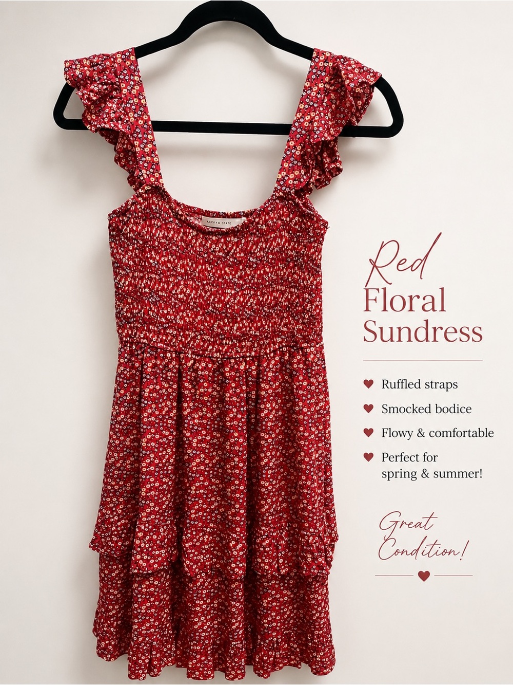 Altar'd State Red Floral Smocked Mini Dress